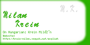 milan krein business card